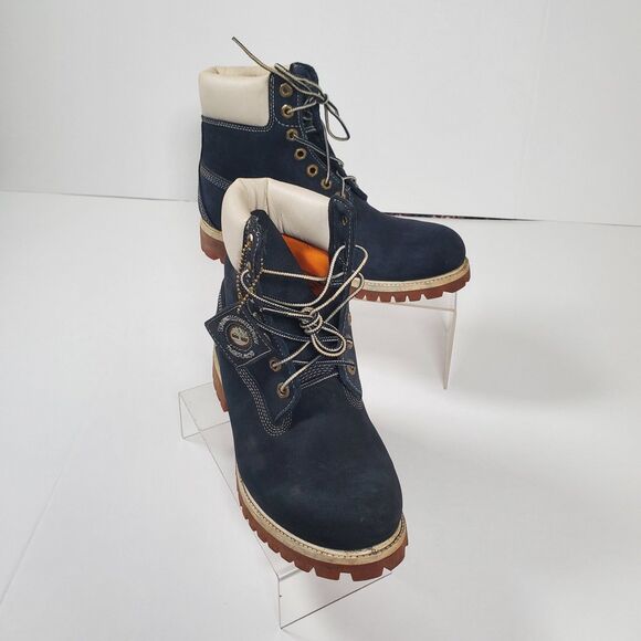 Timberland Other - Timberland Men’s Premium 6-Inch Waterproof Boots 8.5M Navy Nubuck White Collar